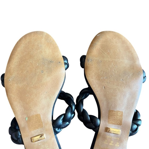 L’Intervalle Braided Leather Slide Sandal Black US 8 Double Strap Low Block Heel - Picture 3 of 14